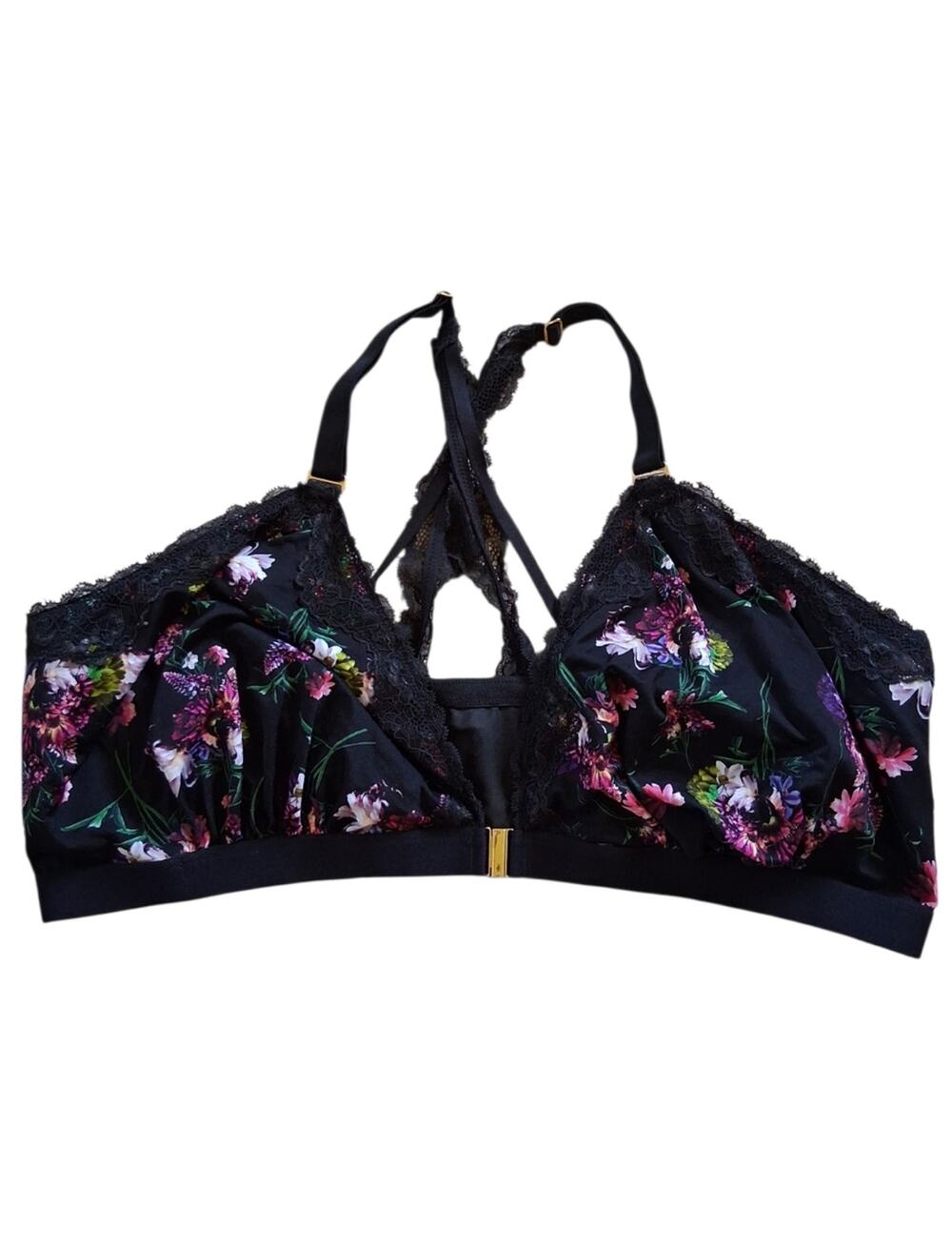 Cacique Floral Unlined Bralette Black Size 46DD